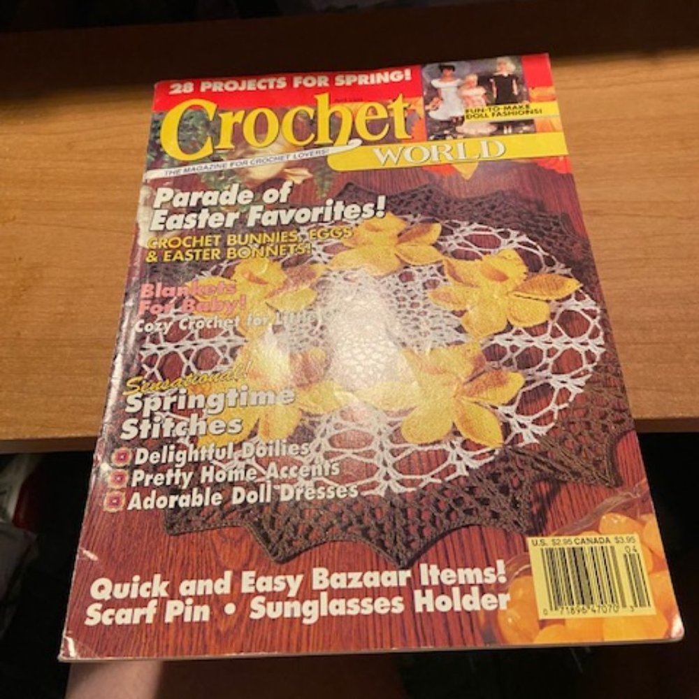 2/$35 Crochet World Magazine April 1994 Vintage